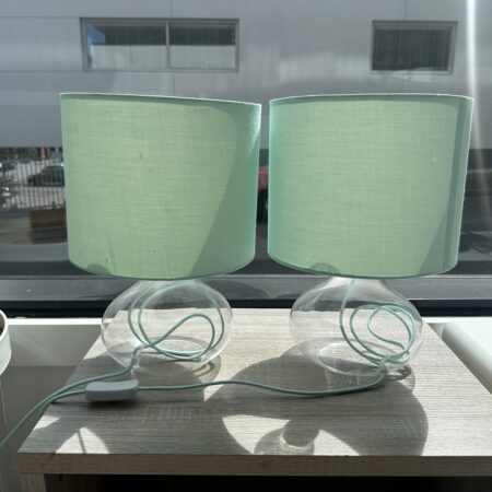 Pair of Mint Green Glass Table Lamps